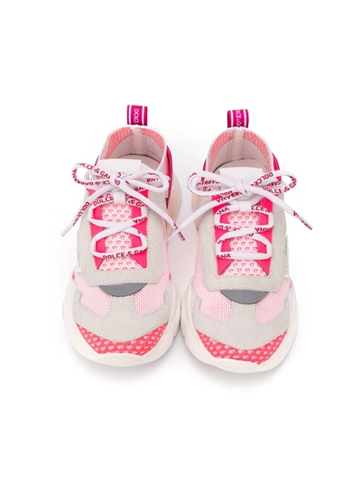 Shop Dolce & Gabbana Mesh-panel Lace-up Sneakers In Pink