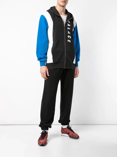 Palace Colour Block Zipped Hoodie In Black