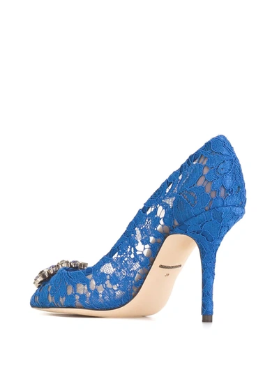 Dolce & Gabbana Rainbow Lace 90mm Brooch-detail Pumps In Blue