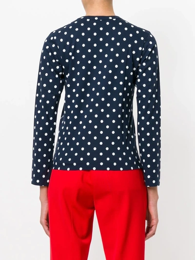 Comme Des Garçons Play Crew Neck Polka Dot Embroidered Long Sleeve In Multicolour