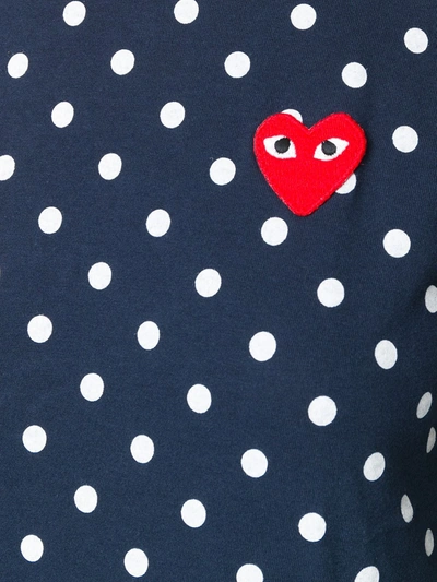 Comme Des Garçons Play Crew Neck Polka Dot Embroidered Long Sleeve In Multicolour