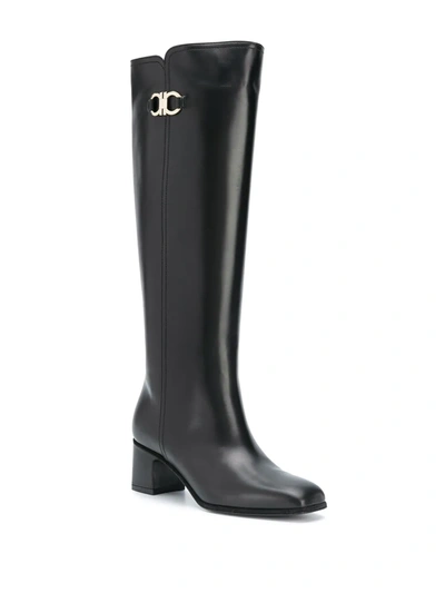 Shop Ferragamo Gancini Knee-high Boots In Black