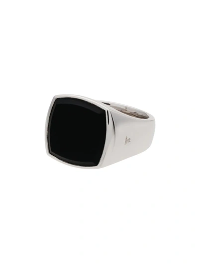 Tom Wood Cushion Onyx Sterling Silver Signet Ring In Silver