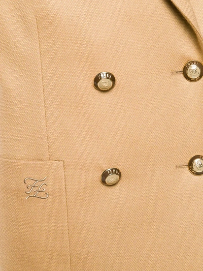 Shop Fendi Karligraphy Motif Double-breasted Jacket In Neutrals