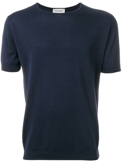 Shop John Smedley Fine-knit Cotton T-shirt In Blue
