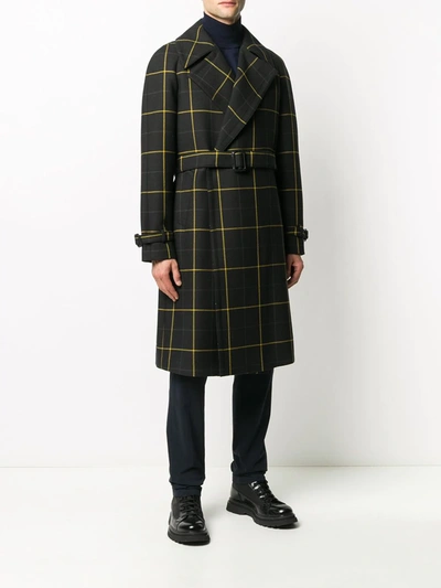 Shop Tagliatore Baldwin Checked Belted Coat In Black