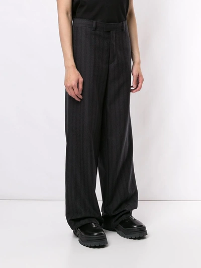 Shop Undercover Striped Wide-leg Tailored Trousers In Black