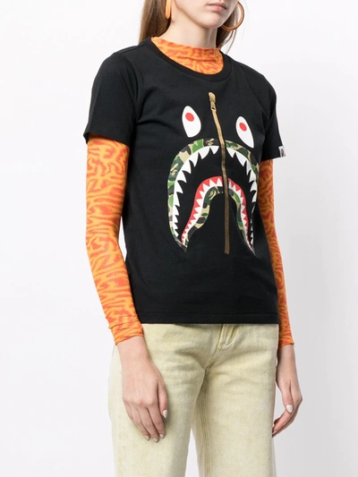 Shop A Bathing Ape Camouflage Shark-print T-shirt In Black