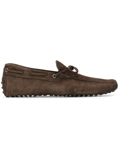 Shop Tod's Gommino Suede Loafers In Brown