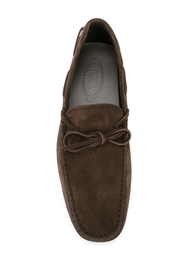 Shop Tod's Gommino Suede Loafers In Brown