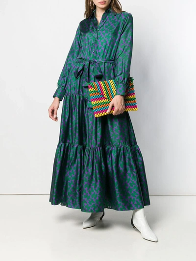 Shop La Doublej Abstract Print Shirt Dress In Green