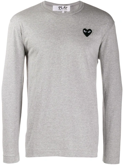 Comme Des Garçons Play Crew Neck Lightweight Long Sleeves Regular Fit In Grey