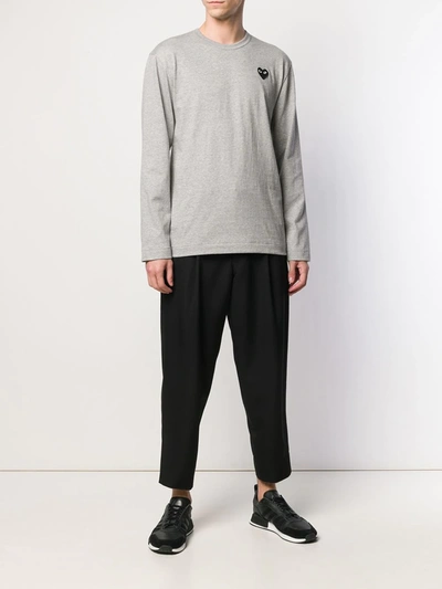Comme Des Garçons Play Crew Neck Lightweight Long Sleeves Regular Fit In Grey