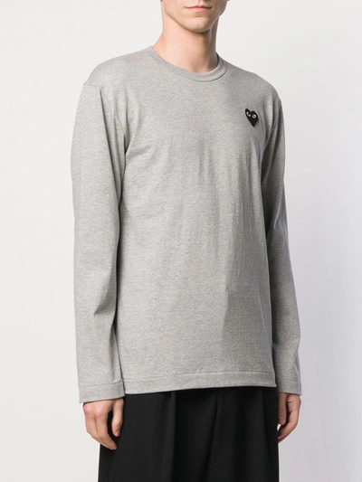 Comme Des Garçons Play Crew Neck Lightweight Long Sleeves Regular Fit In Grey