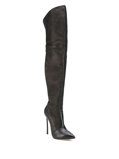 Shop Casadei Blade Thigh-high Boots In Black