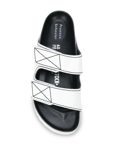 Proenza Schouler + Birkenstock Arizona Topstitched Glossed-leather Sandals In White