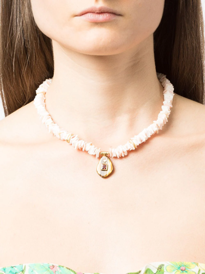 Shop Anni Lu Foxy Puka Charm Necklace In Rosa