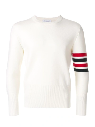 Shop Thom Browne 4-bar Milano Stitch Pullover In White
