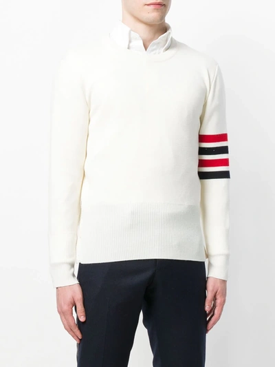 Shop Thom Browne 4-bar Milano Stitch Pullover In White
