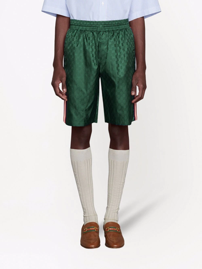 Shop Gucci Gg Jacquard Swim Shorts In Green