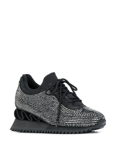 Shop Le Silla Reiko Wave Crystal-embellished Sneakers In Black