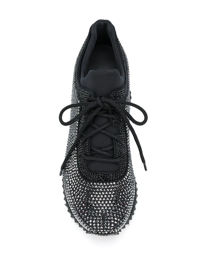 Shop Le Silla Reiko Wave Crystal-embellished Sneakers In Black