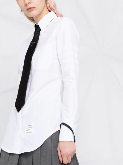 Thom Browne Scallop Collar Long Sleeve Cotton Button-up Shirt In White