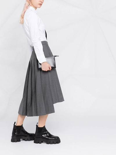 Thom Browne Scallop Collar Long Sleeve Cotton Button-up Shirt In White
