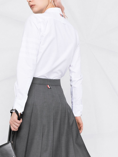 Thom Browne Scallop Collar Long Sleeve Cotton Button-up Shirt In White