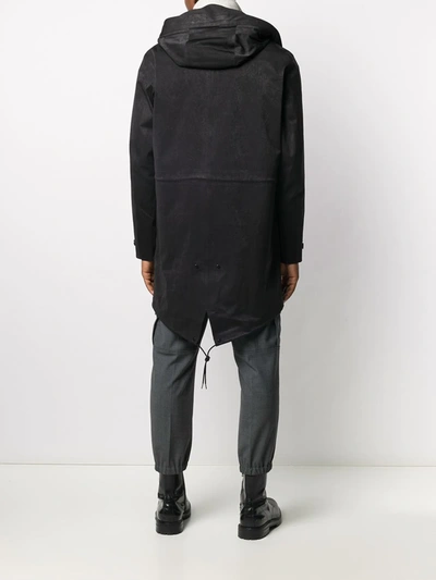Shop Ten C Hooded Mid-length Coat In Black