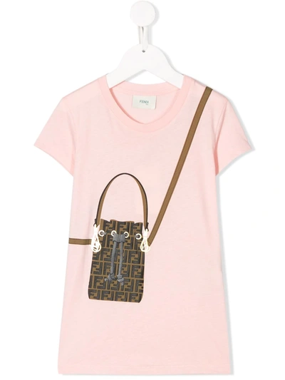Shop Fendi Mon Tresor Bag Print T-shirt In Pink