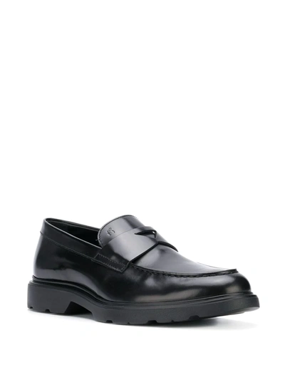 Shop Hogan Route Stamped Logo Loafers In Black