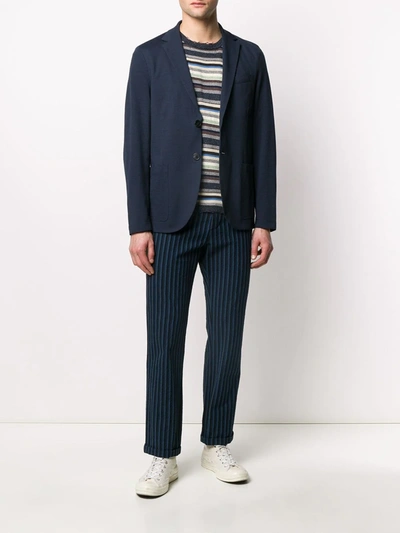 Shop Harris Wharf London Textured Single-breasted Blazer In Blue