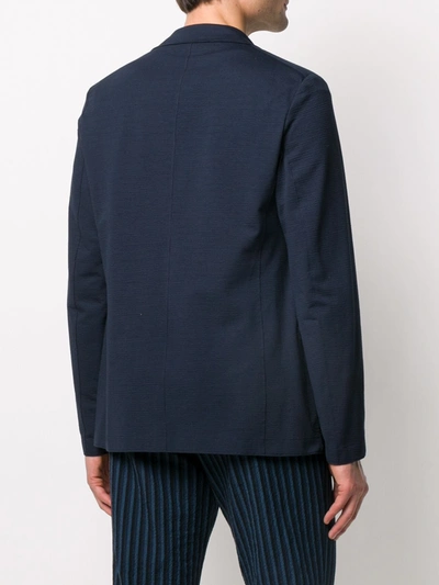 Shop Harris Wharf London Textured Single-breasted Blazer In Blue