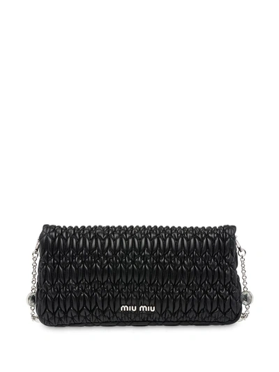 Shop Miu Miu Iconic Crystal Bag In Black