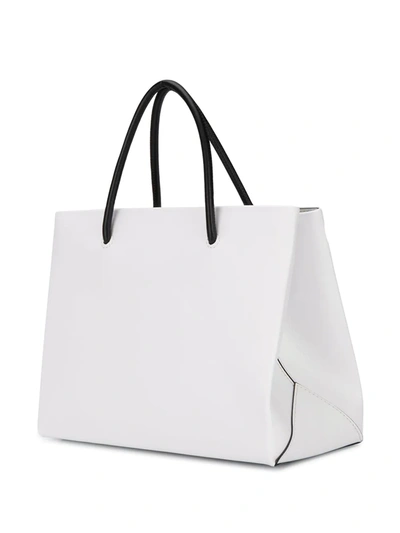 Shop Moschino Square Logo-print Tote Bag In White