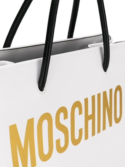 Shop Moschino Square Logo-print Tote Bag In White