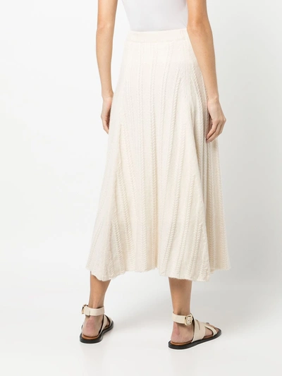 Shop Adam Lippes Knitted Cashmere-silk Midi Skirt In Weiss