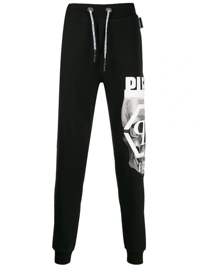 Shop Philipp Plein Skull Print Track Trousers In Black