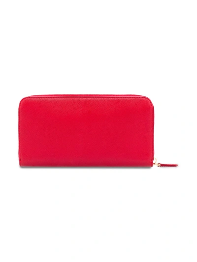 Prada Saffiano Leather Zip Around Wallet In Red