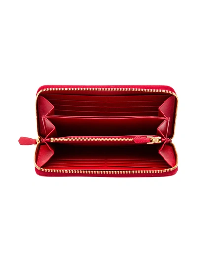 Shop Prada Logo-plaque Zip-around Wallet In Red