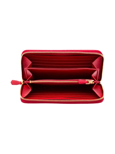 Prada Saffiano Leather Zip Around Wallet In Red