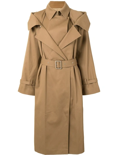 Shop Boyarovskaya Belted Trench Coat In Brown