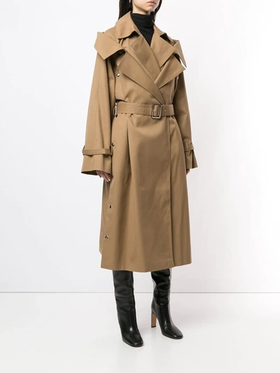 Shop Boyarovskaya Belted Trench Coat In Brown