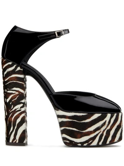 Shop Giuseppe Zanotti Zebra Print Platforms In Black