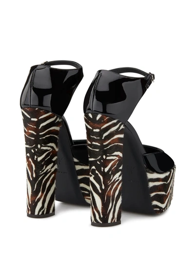 Shop Giuseppe Zanotti Zebra Print Platforms In Black