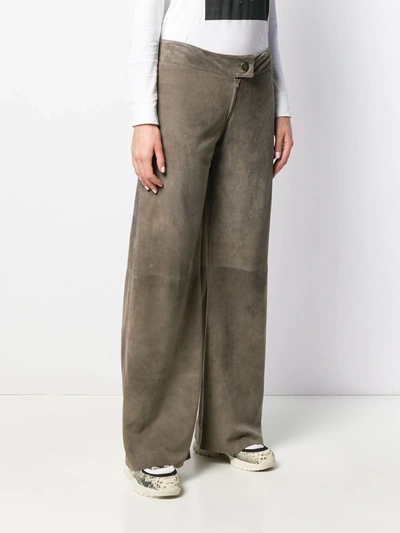 Pre-owned A.n.g.e.l.o. Vintage Cult 1990s Textured Wide-legged Trousers In Grey