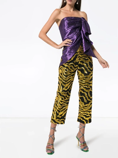 Shop Halpern Multi-textured Jumpsuit In Purple