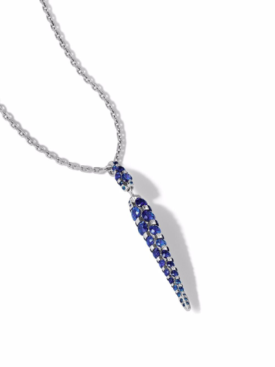 Shop Boghossian 18kt White Gold Merveilles Icicle Sapphire Small Pendant In Blue