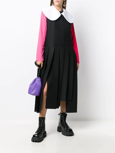 Shop Comme Des Garçons Peter Pan Collar Sleeveless Dress In Black